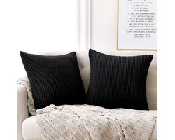 Ribstof Sierkussenhoezen Set van 2 - 45x45 cm - Multifunctionele Kussenslopen voor Interieur en Voertuigen