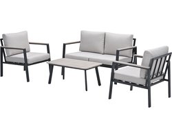 Ricca aluminium loungeset - carbon black - desert sand