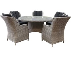 Riccione Darwin dining tuinset 150 cm rond 6 delig wit grijs