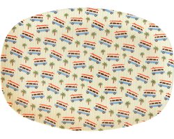 Rice 2 grote rechthoekige melamine borden met cars print, vintage autobus