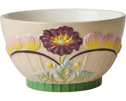 Rice by Rice - keramische kom - ⌀14.5cm - beige met bloemen - 600ml - kleurrijk wonen