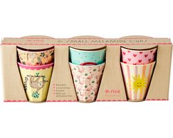Rice melamine drinkbekerset kinderen, Funky Prints, medium, 6 stuks