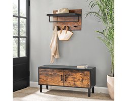 Rich Interiors® | Industrieel Kapstok - Vintage Wand - kapstok - Industrieel met Hoedenplank Metaal / Hout - Design