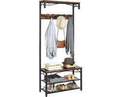 Rich Interiors® - Industrieel Vintage Kapstok 5 Haaks XXL - Garderobe Rek - Hout MDF / Metaal