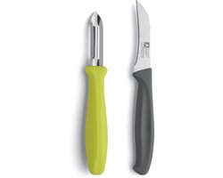 Richardson Sheffield – 2-delige Huishoud schil&dunschiller messenset Groen/Grijs R400– Vlijmscherp – MOV Messenstaal – Langdurige Scherpte & Optimale Snijprestaties – Cadeauverpakking