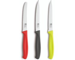Richardson Sheffield 3-delige Huishoud messenset R400 Rood/Grijs/Groen– Vlijmscherp – MOV Messenstaal – Langdurige Scherpte & Optimale Snijprestaties – Cadeauverpakking