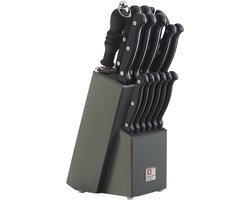 Richardson Sheffield Artisan – 15-delig Messenblok – Rubberhout – Zwart – Inclusief 6 Steakmessen- Richardson Sheffield Artisan – 9-delig Messenblok – Rubberhout- 13/0 Messenstaal – Sterk, Duurzaam & Betrouwbaar