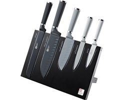 Richardson Sheffield Seasons – Messenblok met 5 Keukenmessen – Magnetisch – Zwart/Wit– 13/0 Messenstaal – Sterk, Duurzaam & Betrouwbaar-Cadeauverpakking