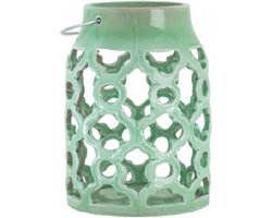 Richmond Kandelaar - windlicht - kaarshouder, groen "Summer" aardewerk: H 24 x Ø 17 cm