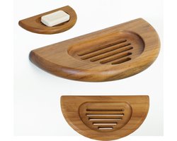 Rico & Plato Nederland Teak Houten Zeepbakje muurbeugel - Zeephouder - Teak Hout.