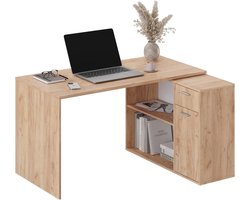 RICOO Corner Desk, Computer Table, Corner Table, Organizer, Office, Home Furniture, PC, Gaming, Wood, Oak Brown