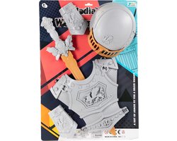 Ridder verkleedset met helm en zwaard - speelgoed ridder kostuum.