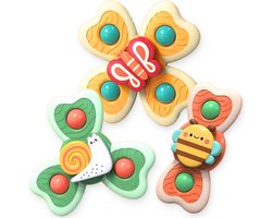Rieba® Badspeelgoed Spinners met Zuignap - 3 stuks - Badspinner Kind - Fidget Spinner Autoraam - Sensorisch Speelgoed