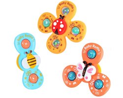 Rieba® Badspeelgoed Spinners met Zuignap - 3 stuks - Badspinner Kind - Fidget Spinner Autoraam - Sensorisch Speelgoed