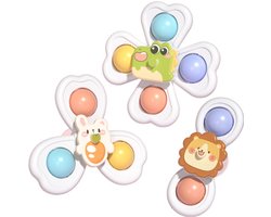 Rieba® Badspeelgoed Spinners met Zuignap - 3 stuks - Badspinner Kind - Fidget Spinner Autoraam - Sensorisch Speelgoed