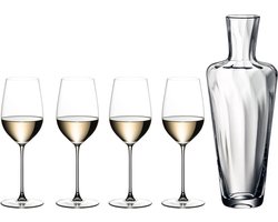 Riedel Wijnglazenset - Witte Wijnglazen - Veritas - Rieseling / Zinfandel + Wine Friendly Decanter
