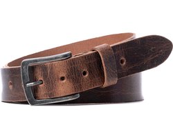 Riem - Riem heren - Riem dames - Riem heren bruin - Riem dames bruin - Leder - Bruin 40 mm - Riemen - Riemen heren - Riemen dames - 4 cm bruine riem - Riemmaat 95 - Totale lengte riem 115 cm - Rundleer - Bruine jeansriem met gesp - Horeca riem