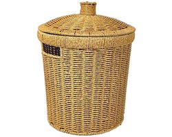 Rieten badkamer prullenbak | Rotan prullenbak 11x14,2" rond rieten met deksel en handvat voor slaapkamer, slaapzaal, kantoor, wasruimte