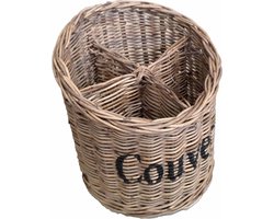 Rieten Bestekmand - Ø21xH23 cm - Couverts Mand - SRIMIT GREY - Landelijke Stijl - Decoshoppen.nl