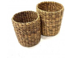 Rieten bloempot - set van 2 - opbergpotten