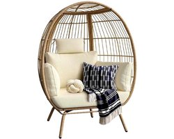 Rieten fauteuil met kussen