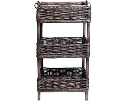 Rieten Kruidenrek Blackwash - 45x32xH80 cm