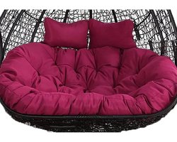 Rieten Loveseat - Hangstoel Duo - Buiten Ontspannen - Extra Dik Kussen - 150x110cm - Paars