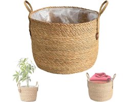 Rieten mand voor planten - modern & praktisch - 1 stuk - naturel - rotan - diameter (S)