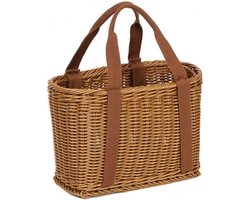 Rieten mand - Winkelmand handgeweven - Boodschappen doen - Onderhoudsvriendelijk kunststof - 29x15x20 cm - Bruin