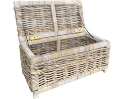 Rieten Opbergmand - Grey - 60x30xH30 cm - mand met deksel