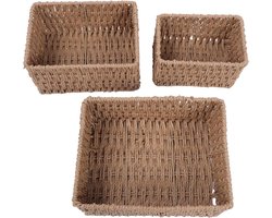 Rieten Opbergmanden Set - Decoratieve Manden - Woonkamer Ordenen - Handgeweven Duurzaamheid - 3 Maten - Natuurlijk