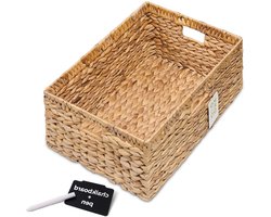 Rieten opbergmanden - Waterhyacint manden - Woonkamer organiseren - Drievoudige handgrepen - 40x20x15 cm - Natuurlijk