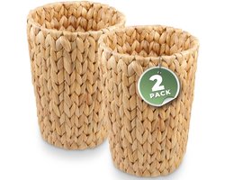 Rieten Prullenbak - Afvalmand Rotan - Ruimte Opfrissen - Handgeweven Decoratie - 2 Gallon Set - Natuurlijk