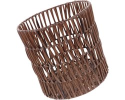 Rieten Prullenbak - Rotan Mand Afvalmand - Opslag en Organisatie - Natuurlijk Geweven - 20 x 20 x 20 cm