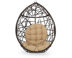 Rieten Scheur Drop Hangstoel voor Binnen en Buiten - Multi-Bruin en Tan