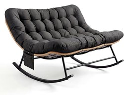 Rieten schommelstoel - Stevige en duurzame schommelstoel - Schommelstoel voor twee personen - 172 × 112 × 90 cm - Zwart