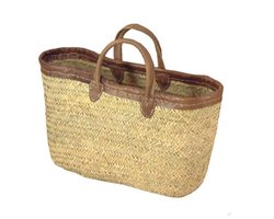 Rieten Strandtas | Boodschappentas | Draagtas | Stro Tas | Palmblad | Leder