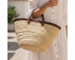 Rieten Tas | Strandtas | Boodschappentas | Stro Tas | Dames Tas | Leder