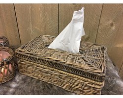 Rieten Tissue Box - Rattan tissue box - Box - Tissue - zakdoek- decoratie - decoshoppen - Tissuedoos - 28x17xH11 cm