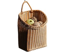 Rieten Wandmand - Groenten, Brood en Bloemenhouder - Rattingen Wandmand voor Voordoor Ingang Landelijk Stijl Kinderkamer Badkamer Binnen en Buiten