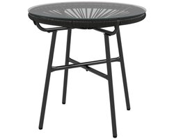 Rietentable - Landelijk Leven - Glazen tafelblad - Rond - Zwart