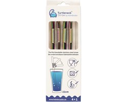 Rietje Buigbaar Roestvrijstaal 22cm Set van 4 Stuks + Schoonmaakborstel.