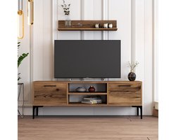 Riga TV-meubel | 100% MELAMINE | Walnoot - Emob - Tv-wandmeubel - Bruin - Melamine; MDF