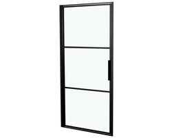 Riho Grid draaideur 100x200cm zwart profiel en helder glas