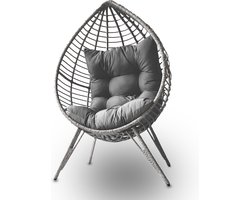 Rijoka Eggy Original – Loungestoel – Grijs met Kussen – Stoel op Pootjes – 97x70x150cm