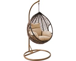 Rijoka Hangstoel Eggy Twisted Schommelstoel – Bruin Rattan - Large - Voor personen 1.90m Max.