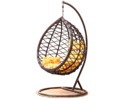 Rijoka Hangstoel Eggy Waves Schommelstoel – Bruin Rattan