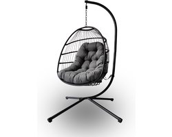 Rijoka Hangstoel Schommelstoel – Inklapbaar – Zwart