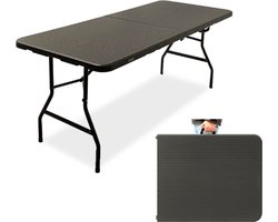 Rijoka - Klaptafel Inklapbare Campingtafel - 70x180cm - Rattan Design - 6 tot 8 Personen - Taupe