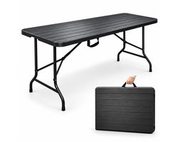 Rijoka - Klaptafel Inklapbare Tafel - Campingtafel - Houtlook Design - 70x180cm - 6 tot 8 Personen - Draagkracht 150kg - Vouwtafel - Plooitafel - Antraciet